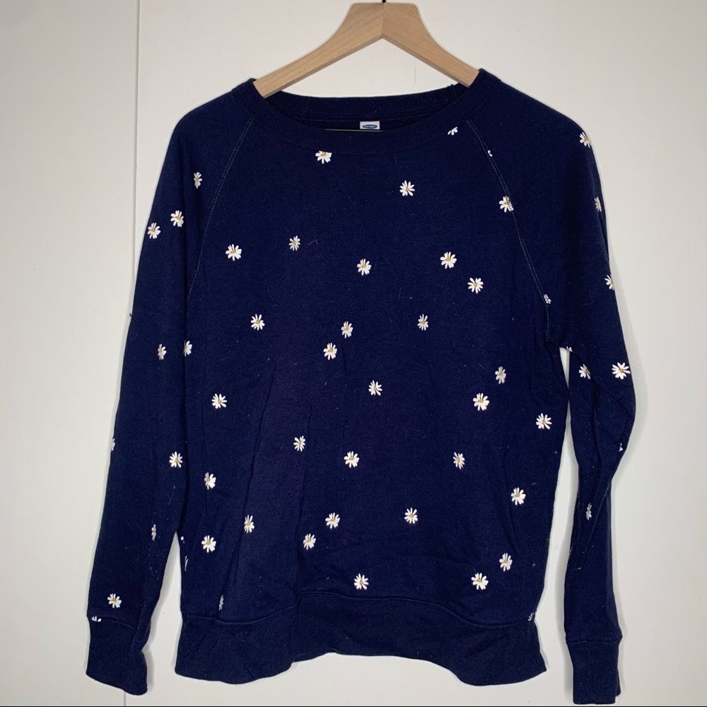 Old Navy dark blue daisy print crew neck sweatshirt